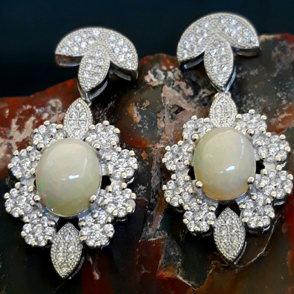 Fire Opal Flower Earrings